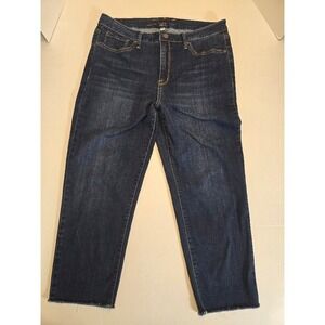 Seven7 Tower Straight Crop Jeans Dark Wash Raw Hem Denim Comfort Stretch 16